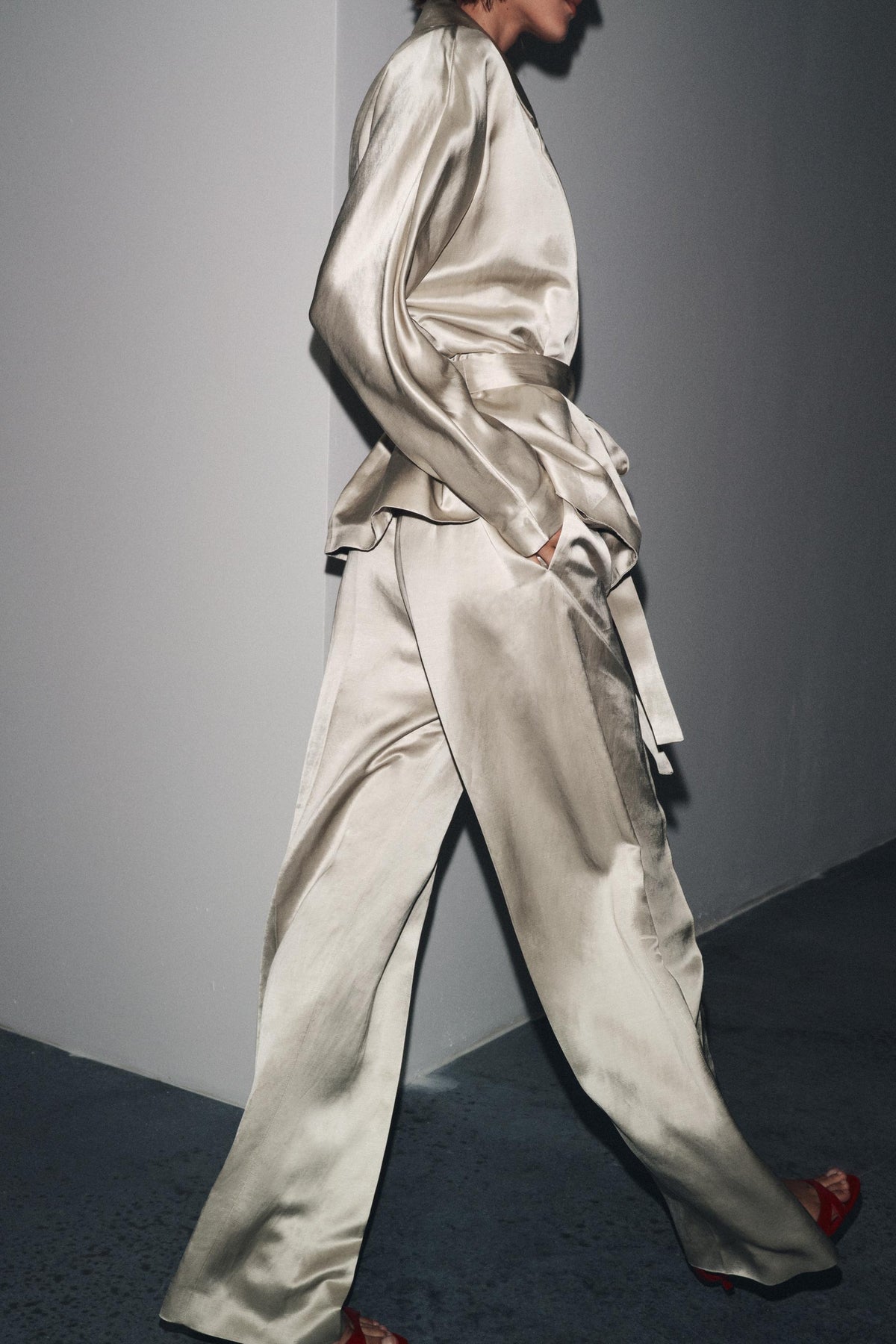 Satin Trousers with Darts