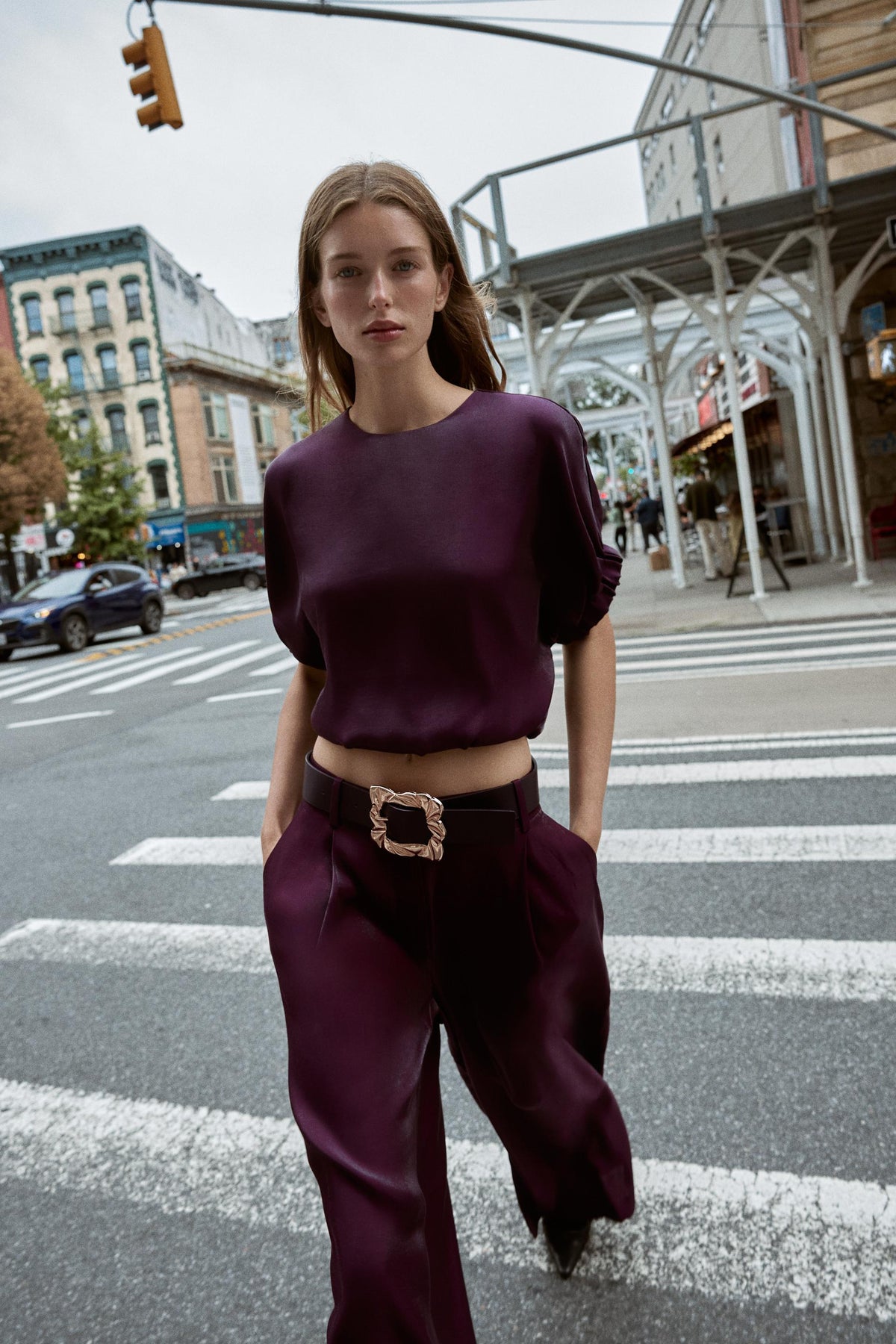 SATIN BALLOON BLOUSE
