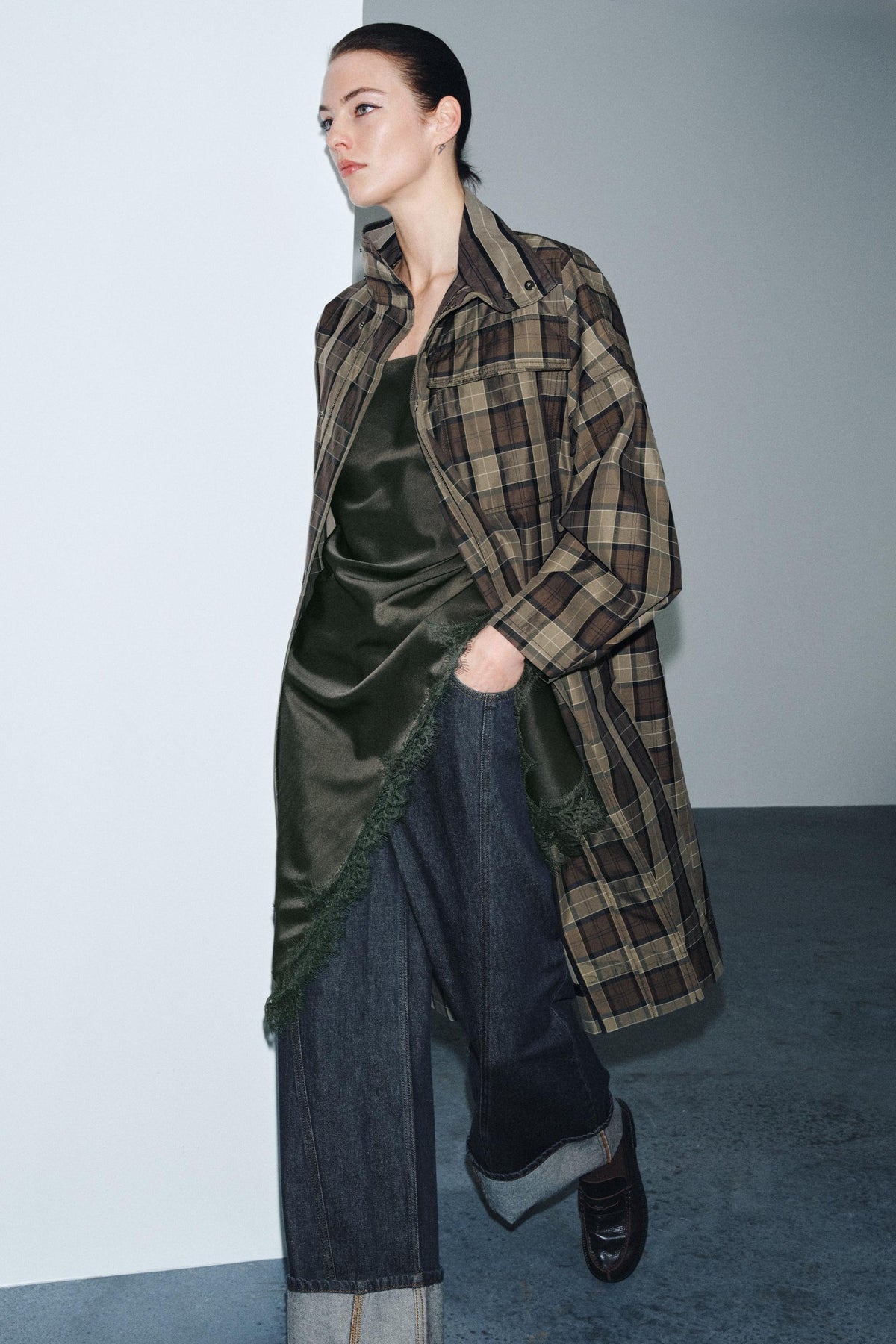 ZW COLLECTION LIMITED EDITION CHECKED TRENCH COAT - Image 1