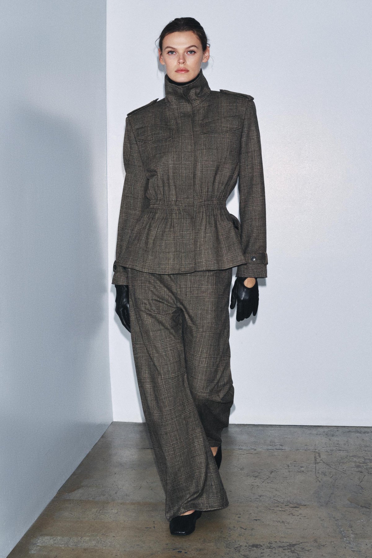 Karierte Jacke aus Wollmischgewebe