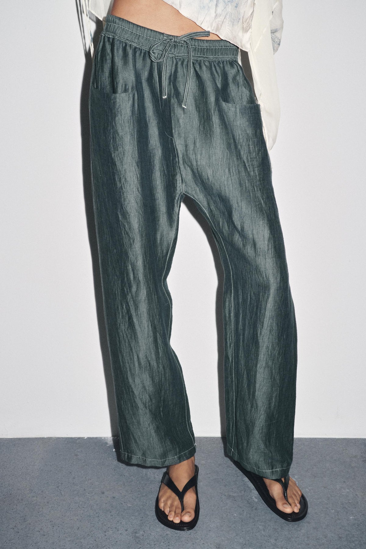 LINEN BLEND TROUSERS