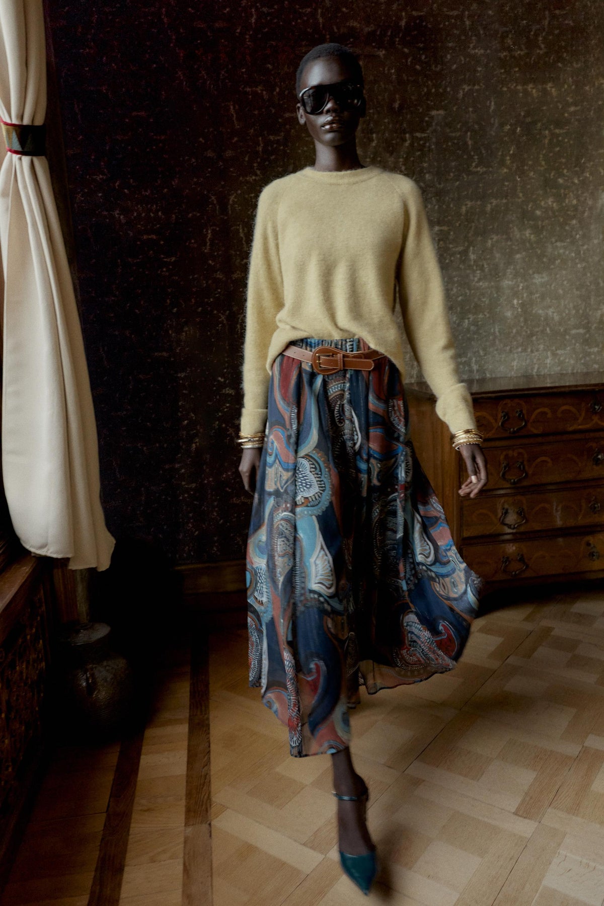 PRINTED MIDI SKIRT