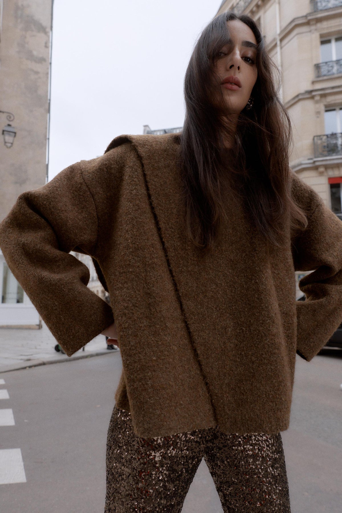 Scarf-Detail Cardigan