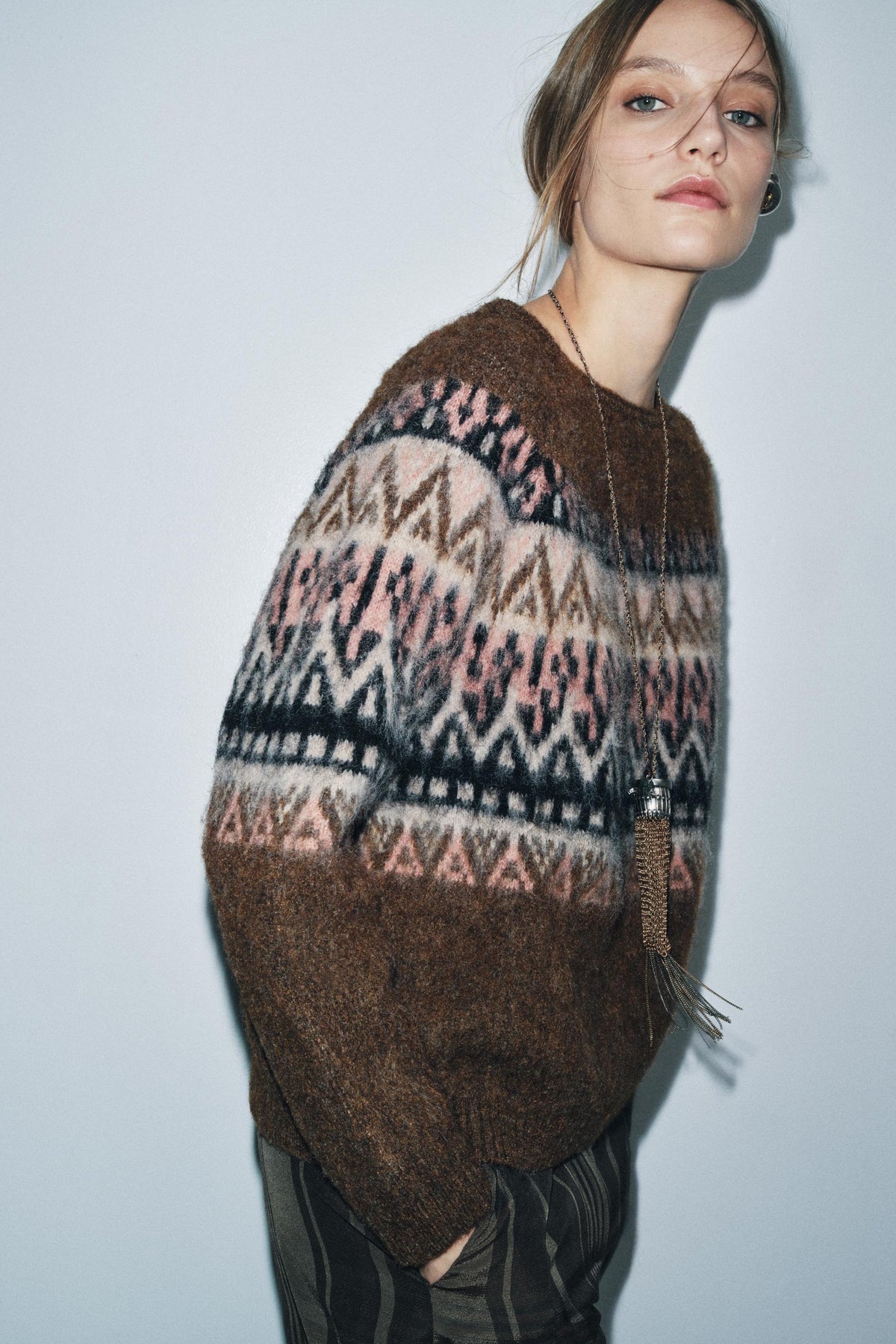 Strickpullover mit Jacquard-Effekt