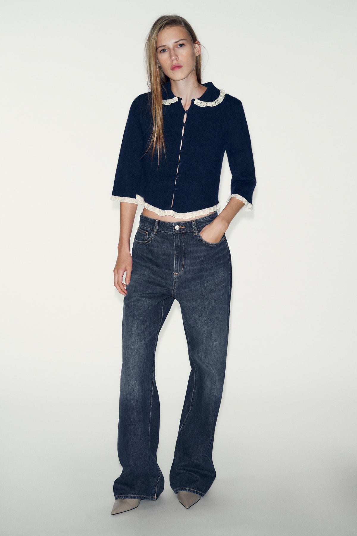 LACE PETER PAN COLLAR CARDIGAN - Image 1