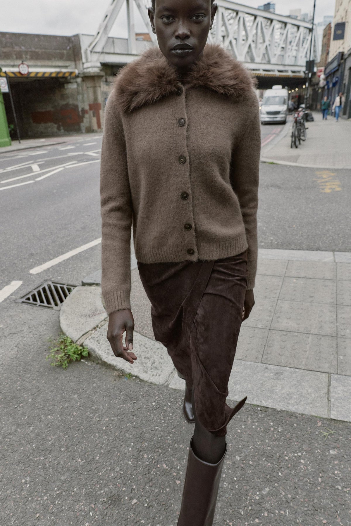 Strickjacke aus Kunstpelz