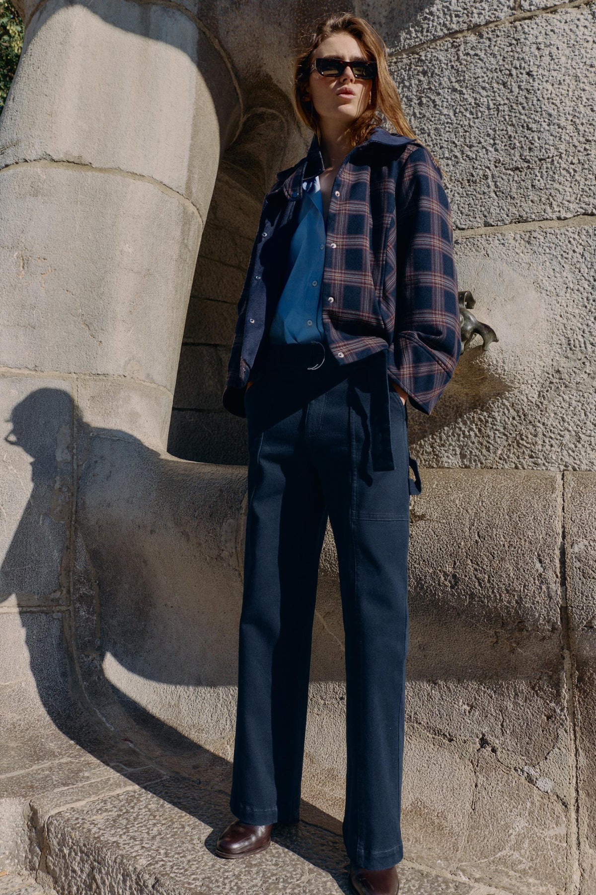 Karierte Daunenjacke