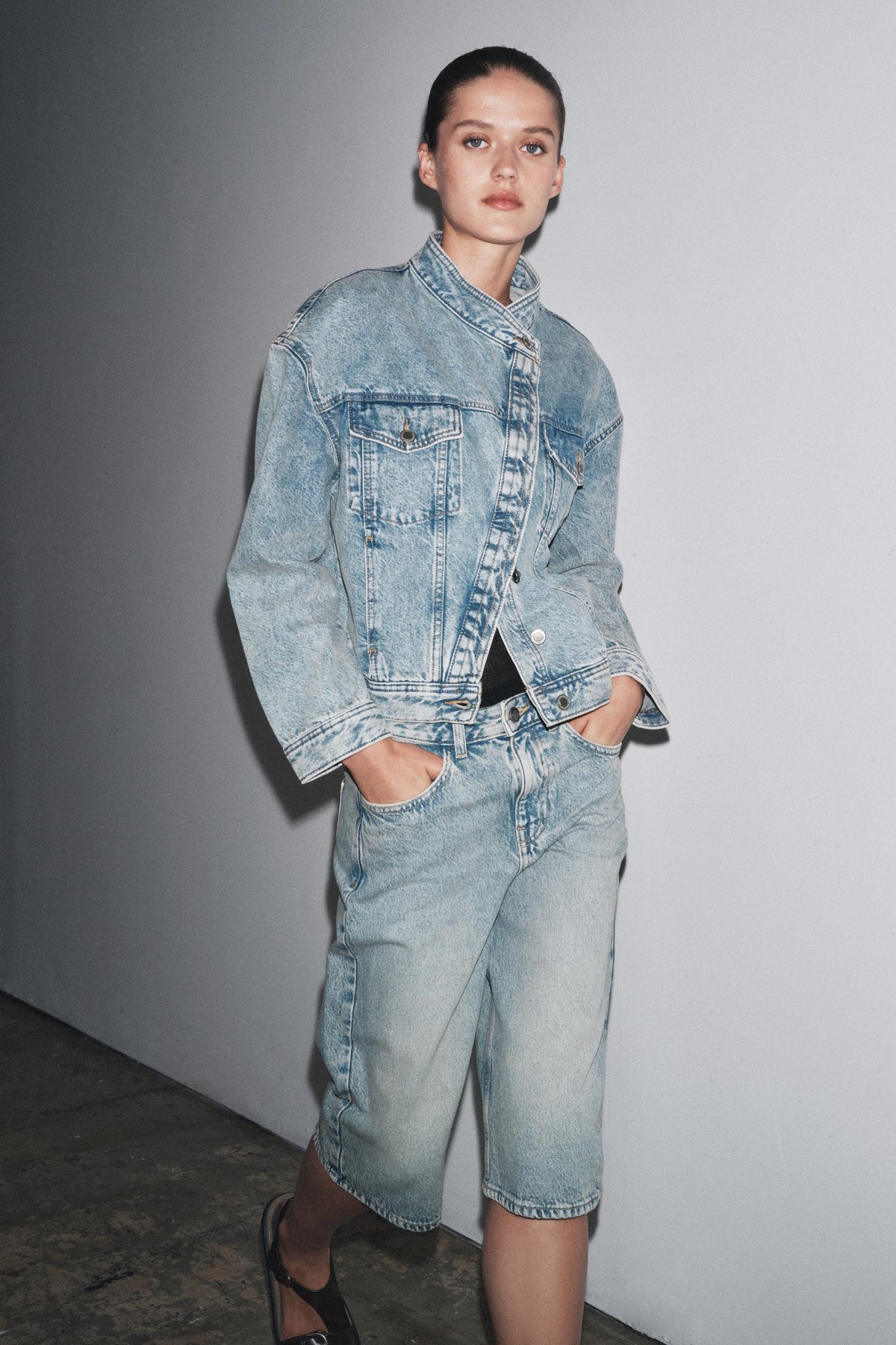 Doppelreihige Jeansjacke