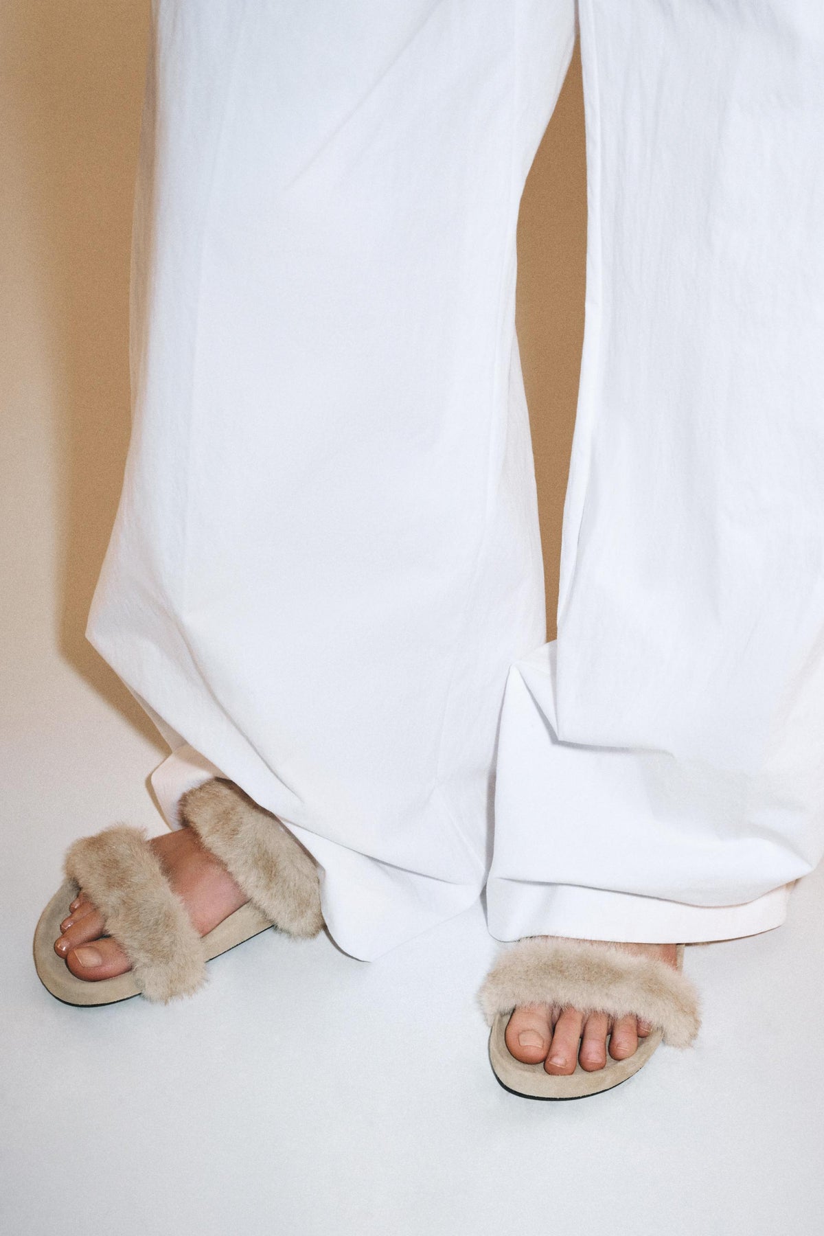 Sheepskin Effect Flat Sandals
