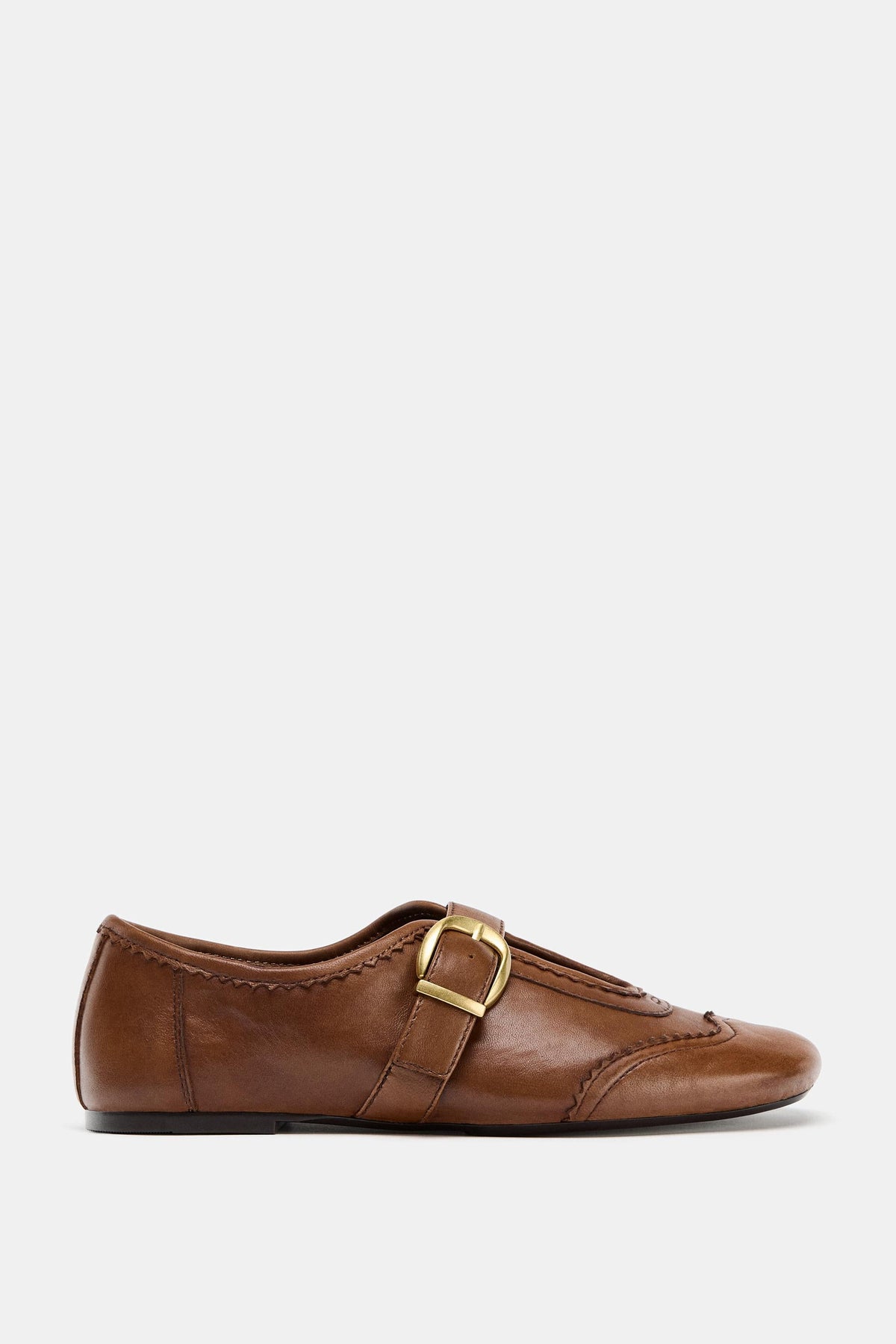 LEATHER BROGUE BALLERINAS