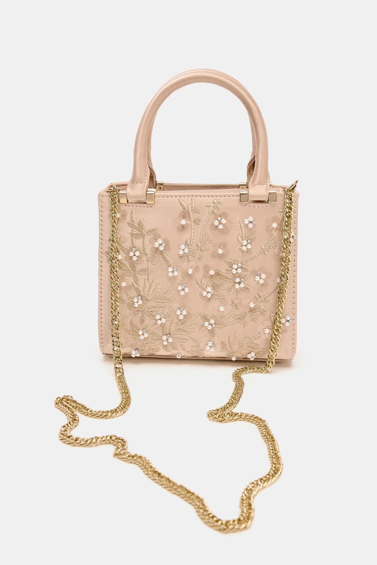 Bestickte, strukturierte Handtasche