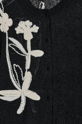 Bestickte Blumenstrickjacke