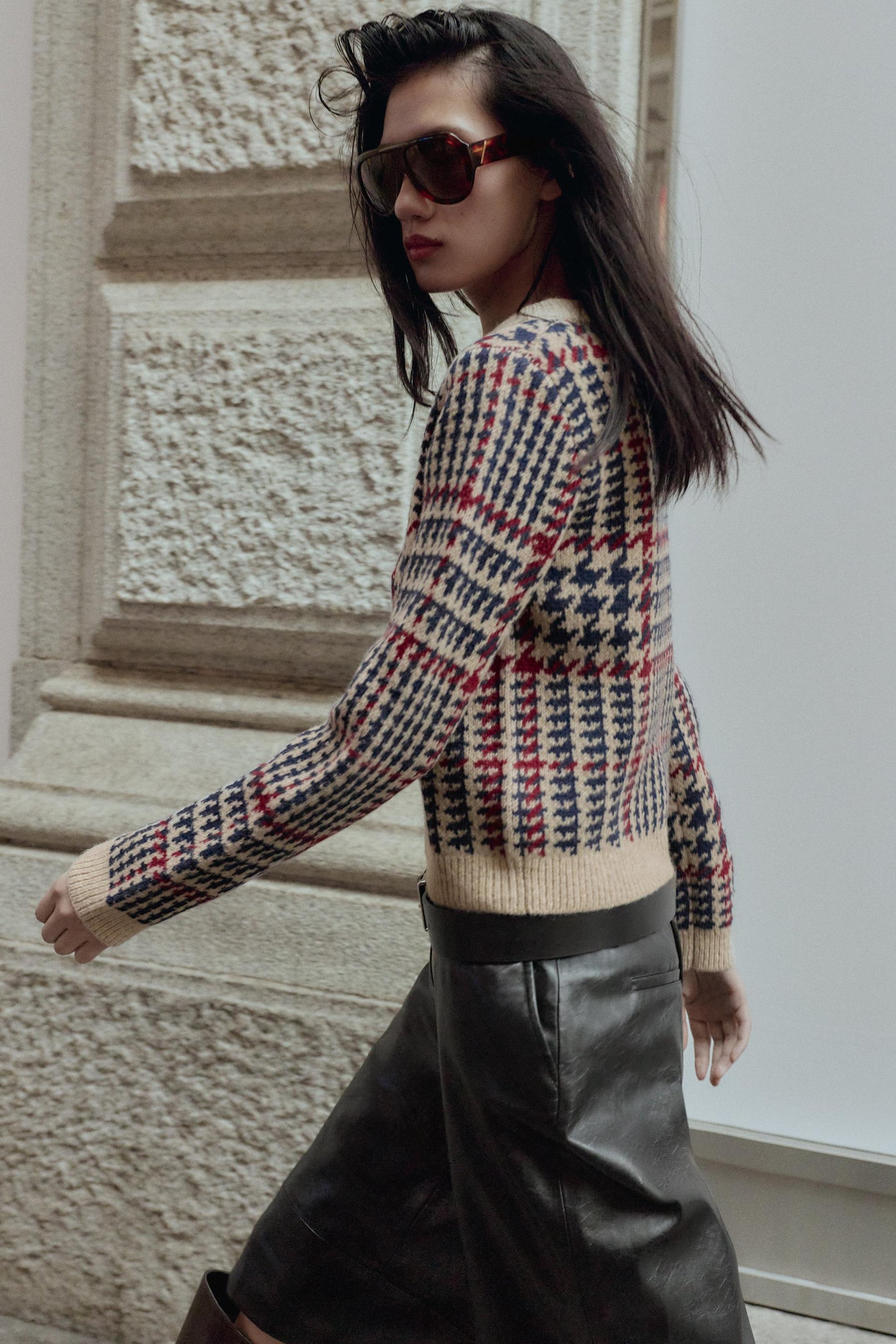 Houndstooth Wool Jumper