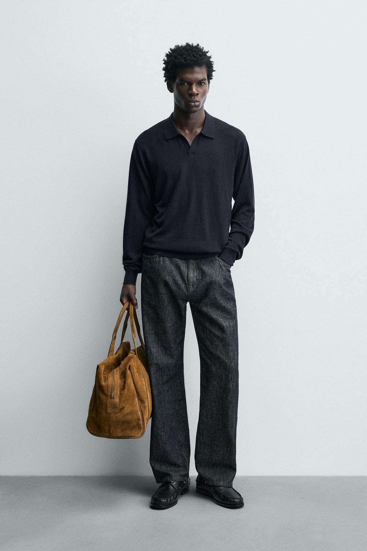 WOOL/SILK KNIT POLO SHIRT - Image 1
