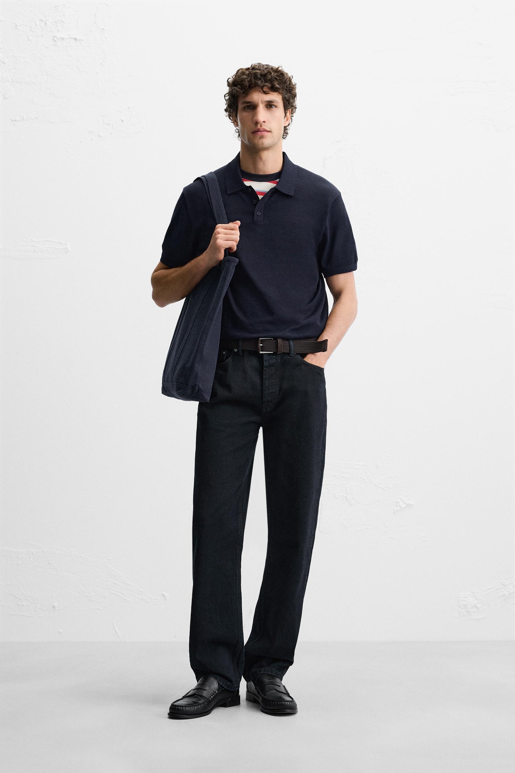KNIT COTTON - SILK POLO SHIRT - Image 1