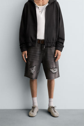 RIPPED DENIM BERMUDA SHORTS - Image 2