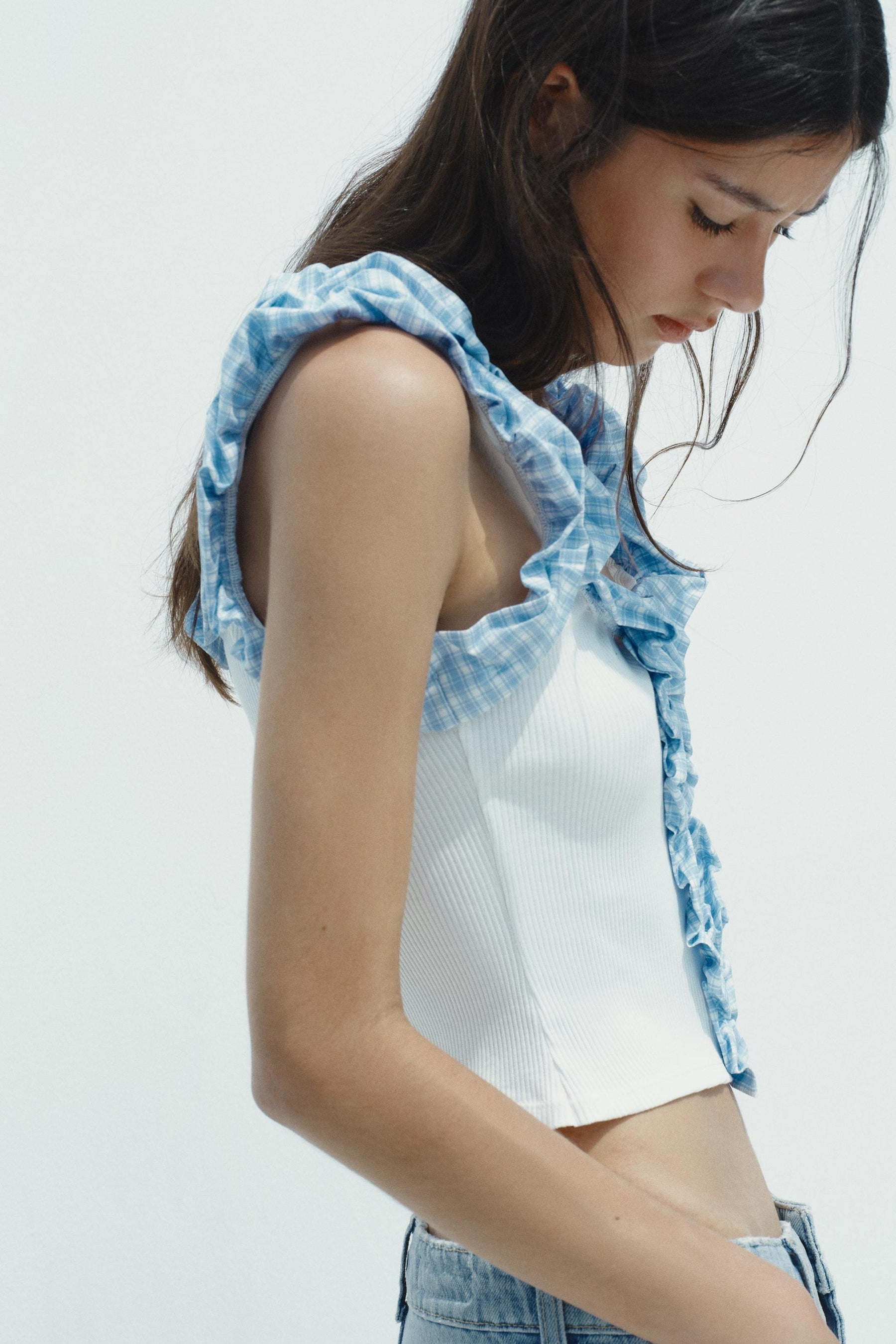 Ribbed Gingham Top