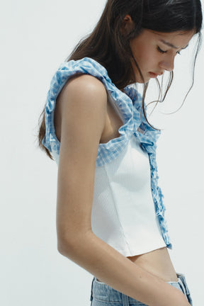 Ribbed Gingham Top