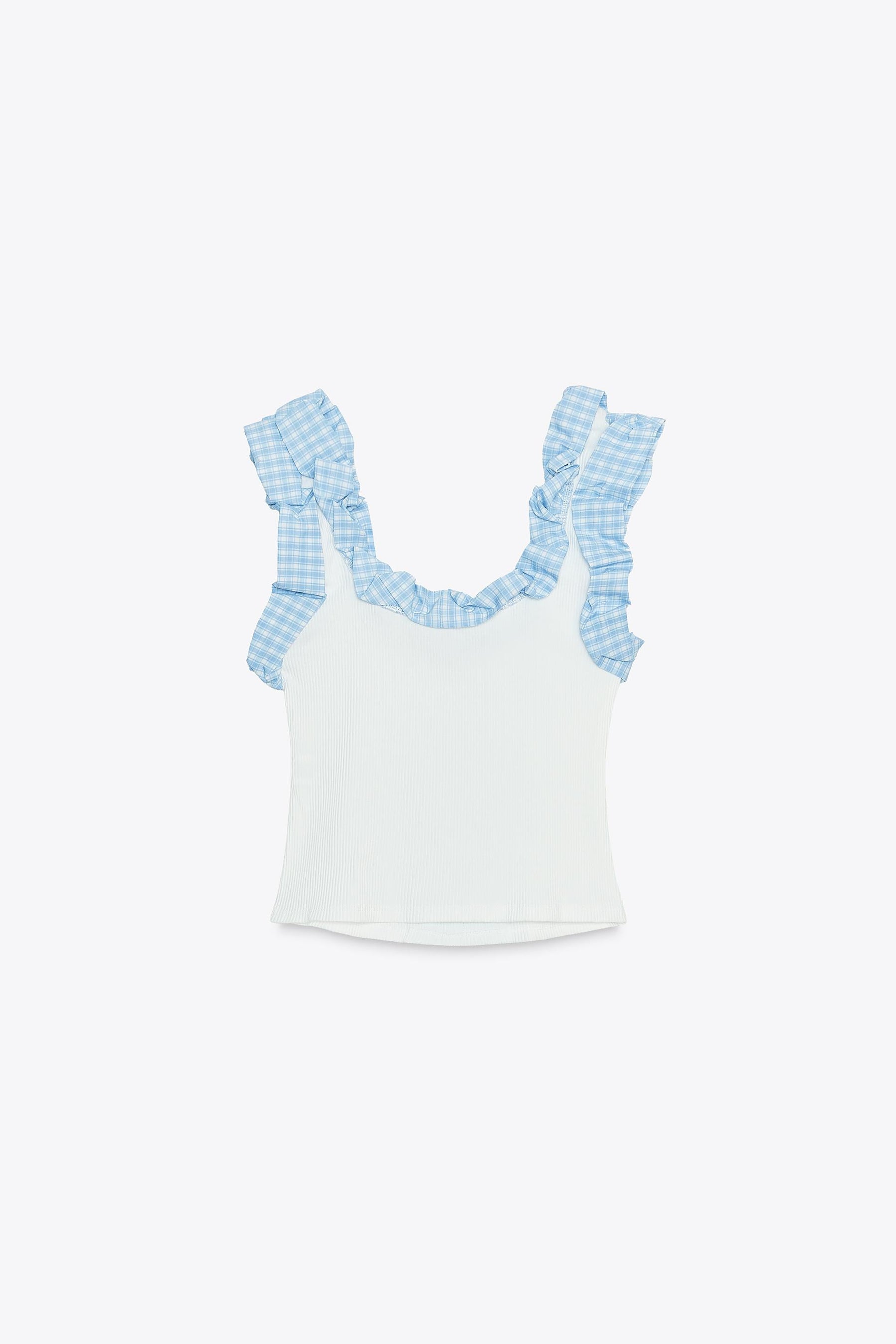 Ribbed Gingham Top