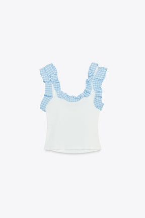 Ribbed Gingham Top