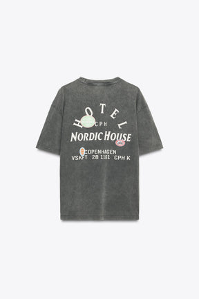 Washed T-Shirt with Printed