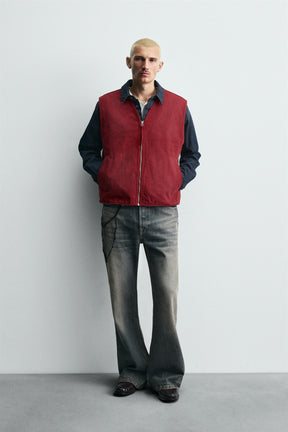 WASHED TOPSTITCHED WAISTCOAT - Image 1