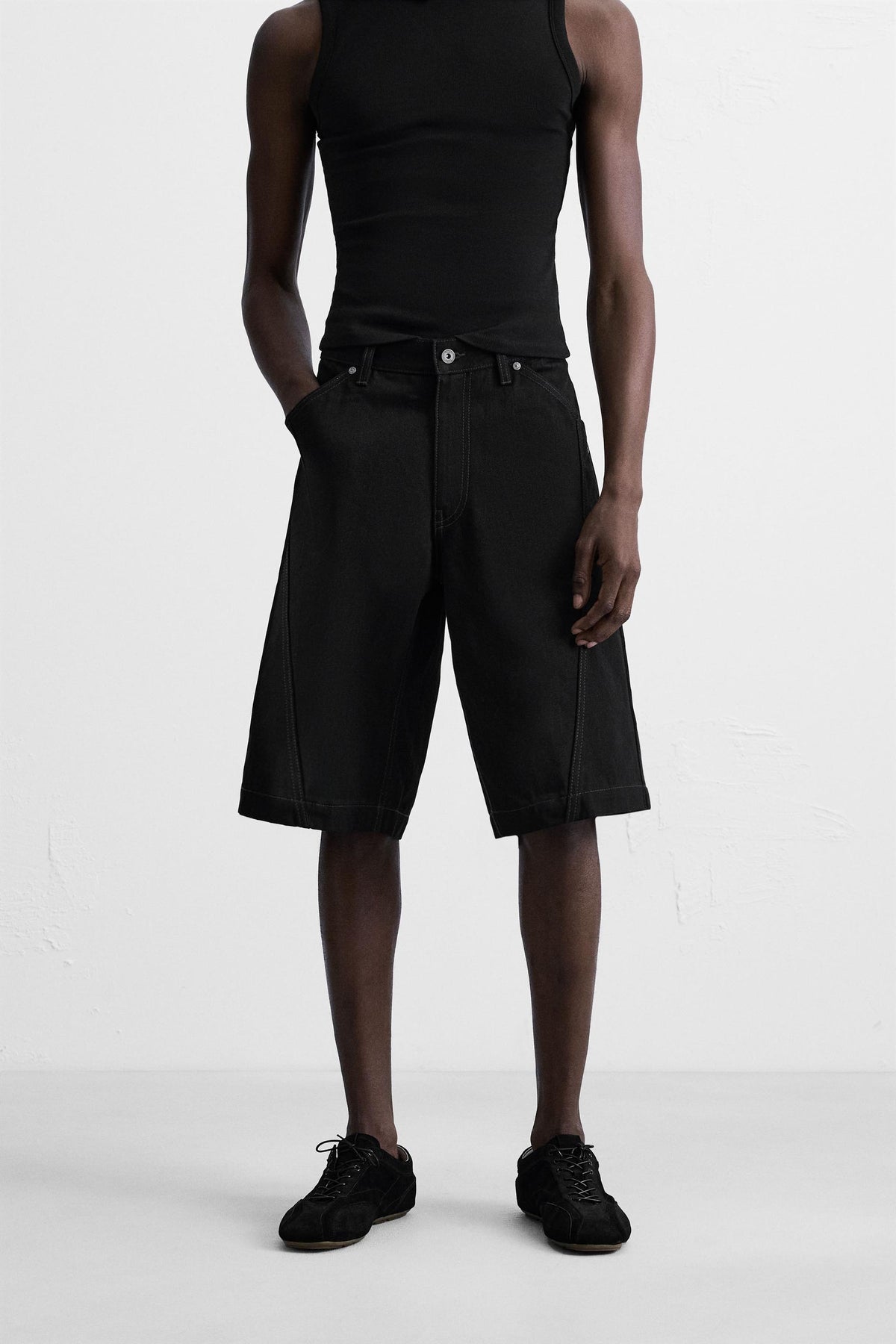 BAGGY FIT DENIM BERMUDA SHORTS WITH STITCHING - Image 2