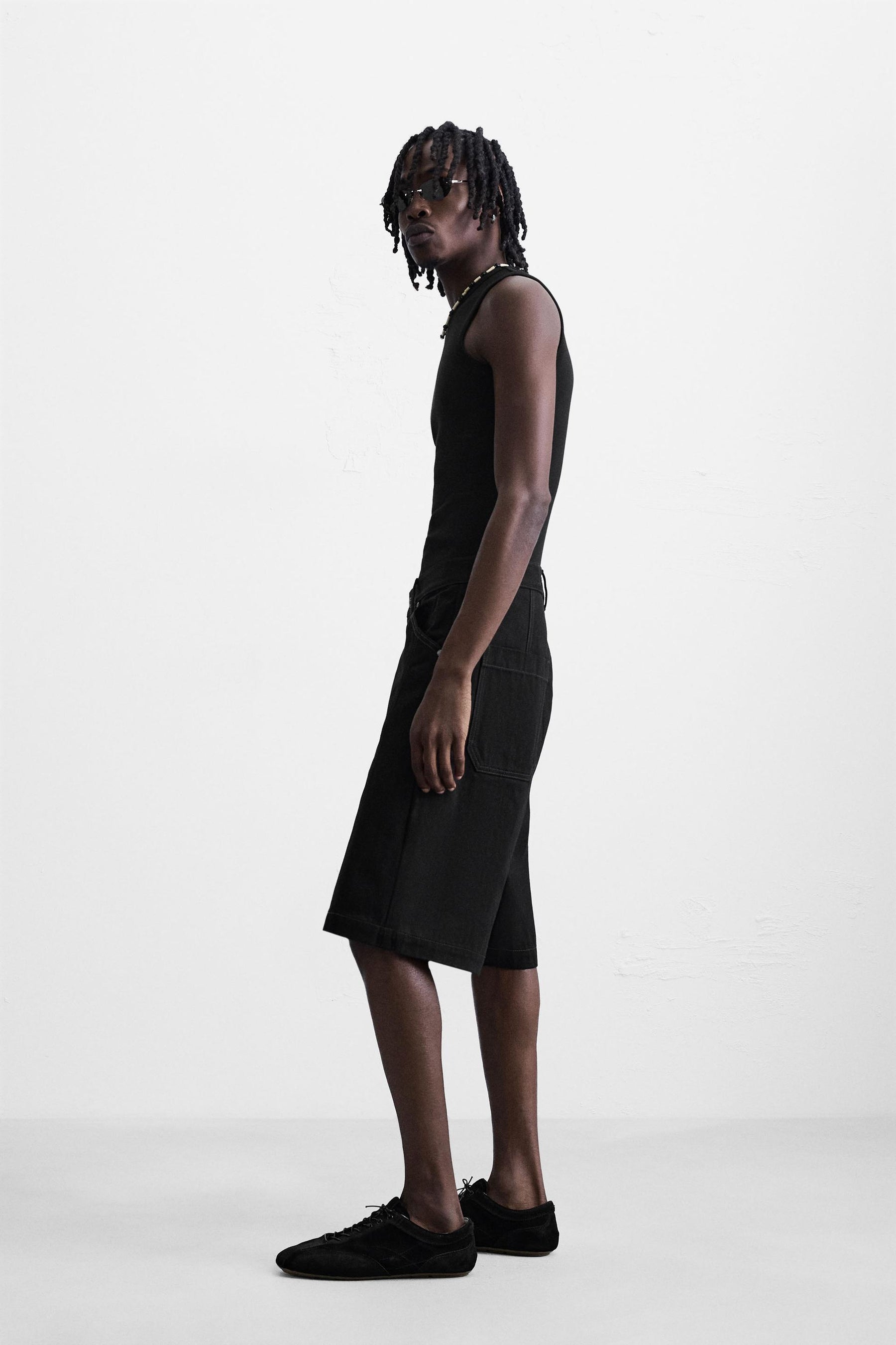 BAGGY FIT DENIM BERMUDA SHORTS WITH STITCHING - Image 4