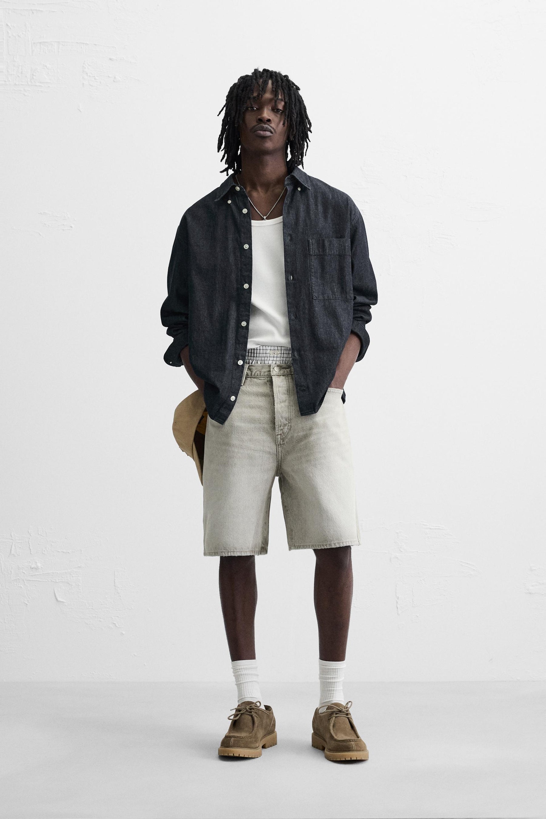 STRAIGHT-LEG DENIM BERMUDA SHORTS - Image 1