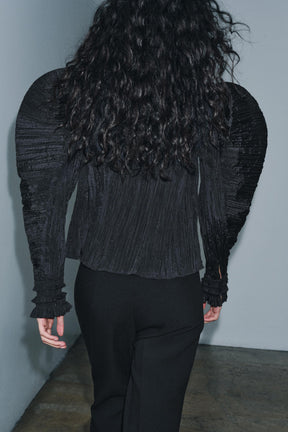 Crinkled Puff Sleeve Blouse