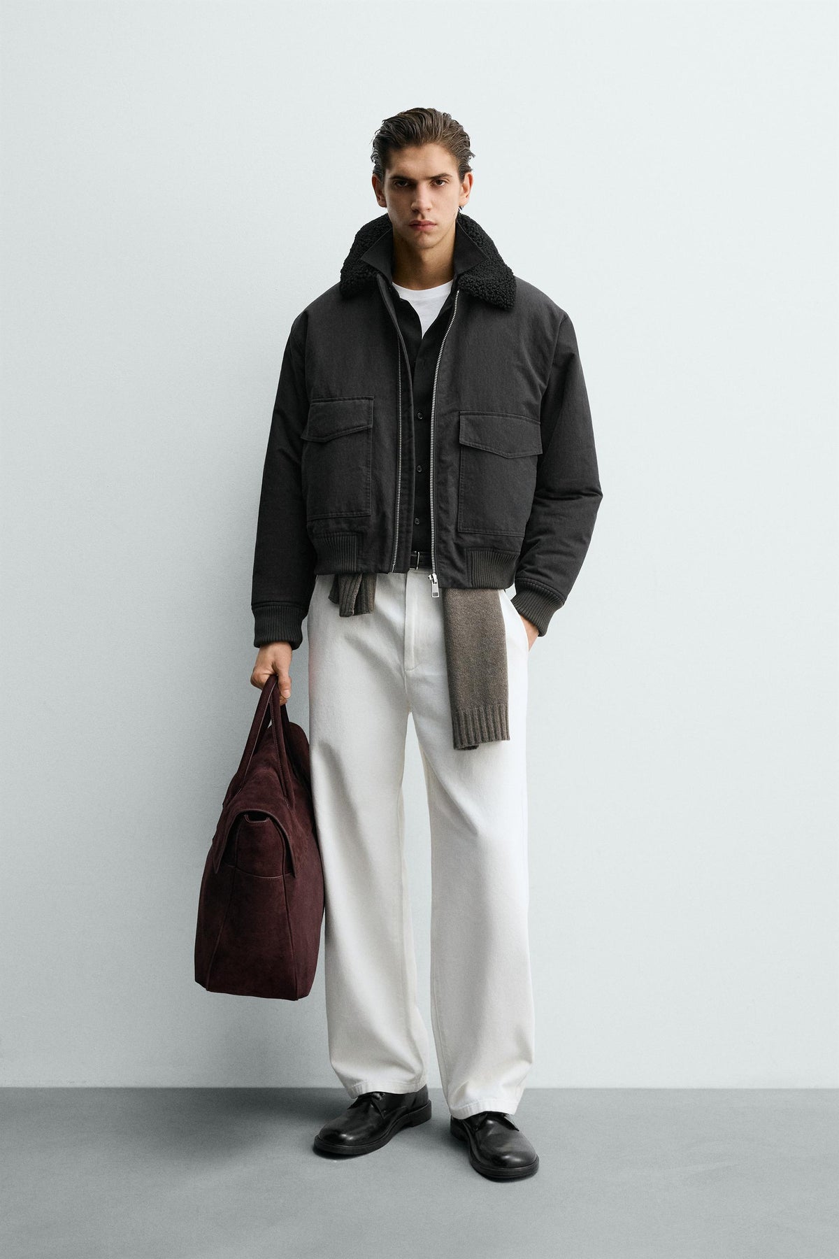 Mixed Fabric Bomber