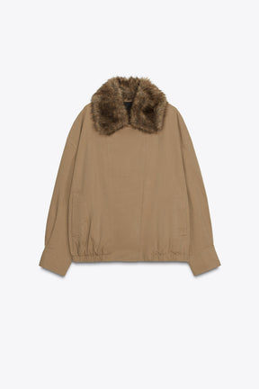 FAUX FUR COLLAR BOMBER JACKET ZW COLLECTION - Image 5