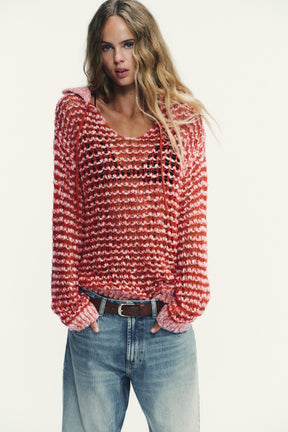 Wool Pointelle Knit Polo