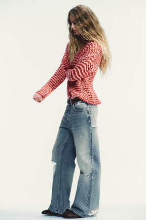 Wool Pointelle Knit Polo