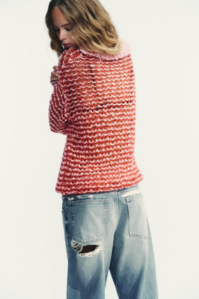 Wool Pointelle Knit Polo