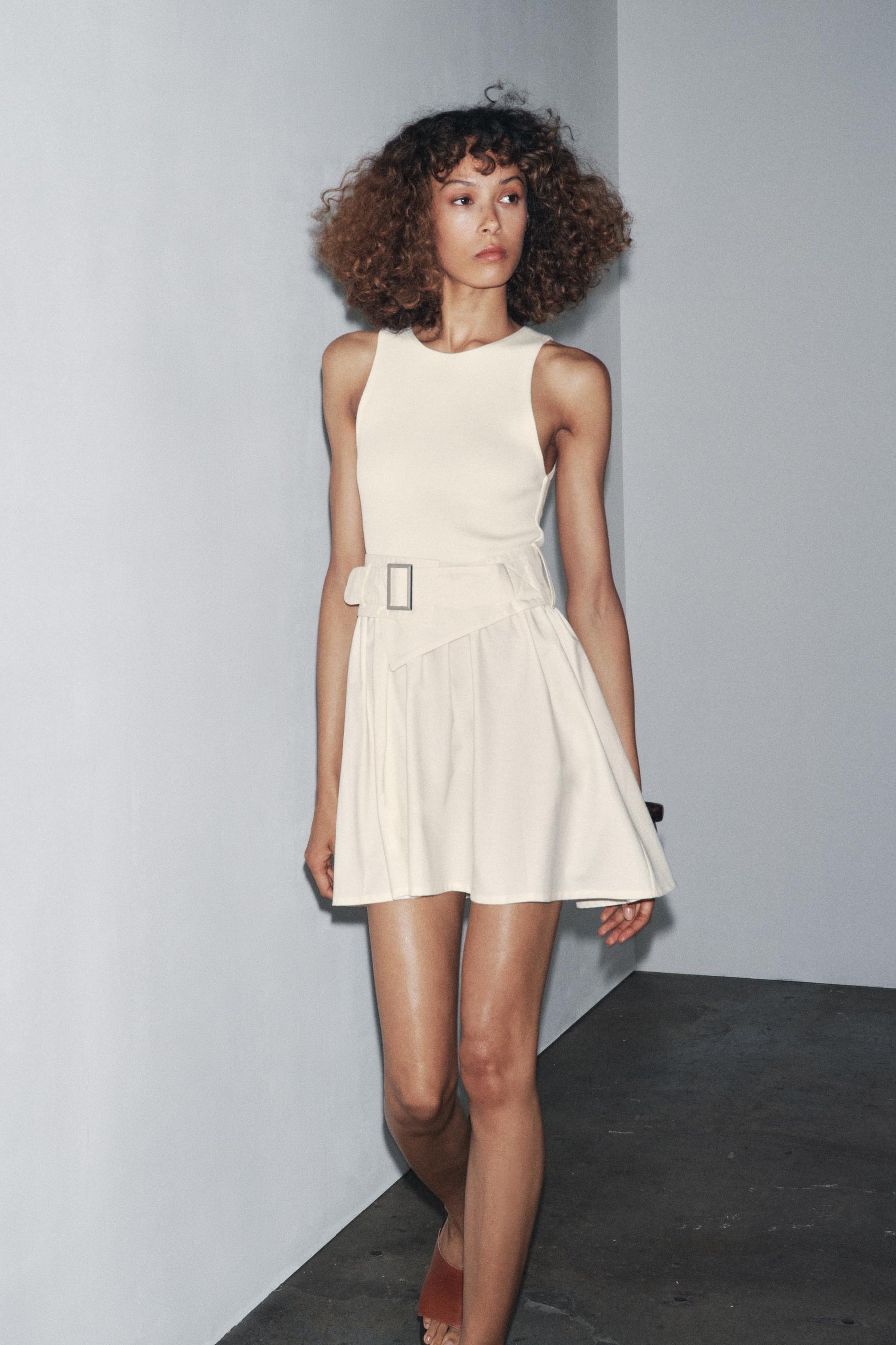 Twill Dress with Belt