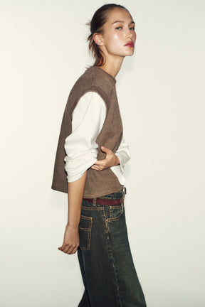 CONTRAST WAISTCOAT SHIRT