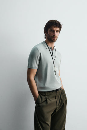 VISCOSE BLEND KNITTED POLO SHIRT - Image 6