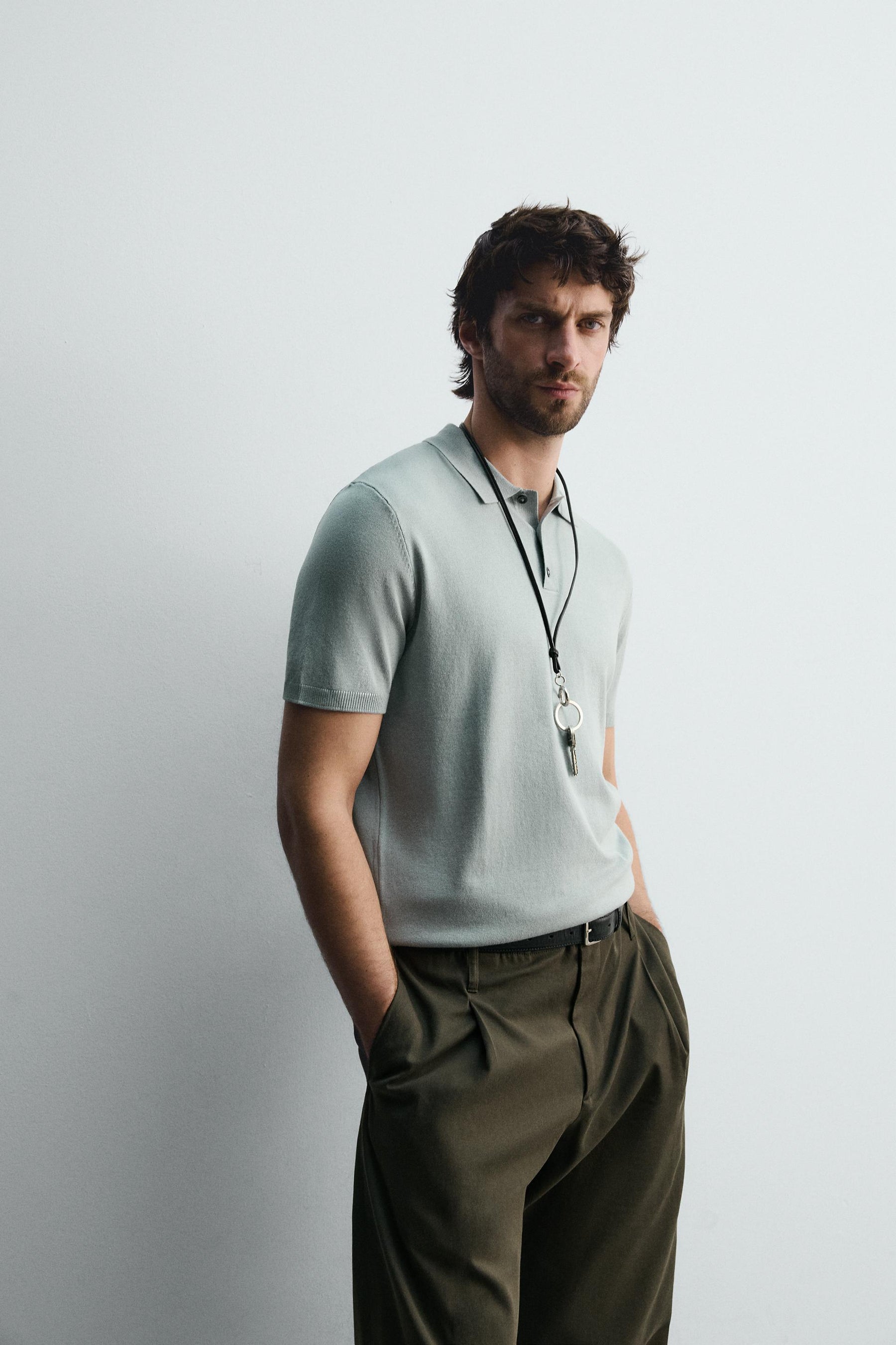 VISCOSE BLEND KNITTED POLO SHIRT - Image 6