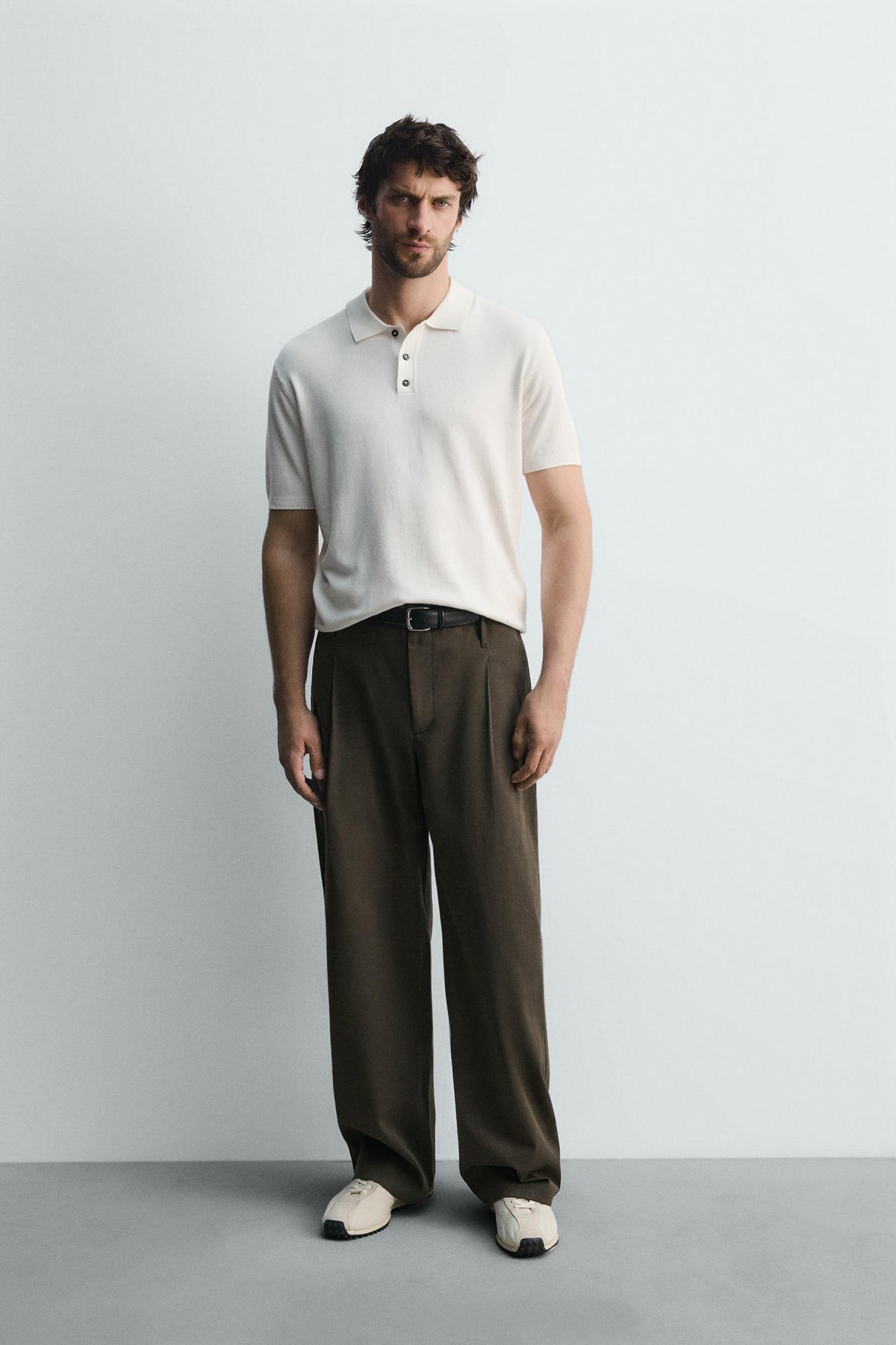 VISCOSE BLEND KNITTED POLO SHIRT - Image 1