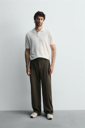 VISCOSE BLEND KNITTED POLO SHIRT - Image 1