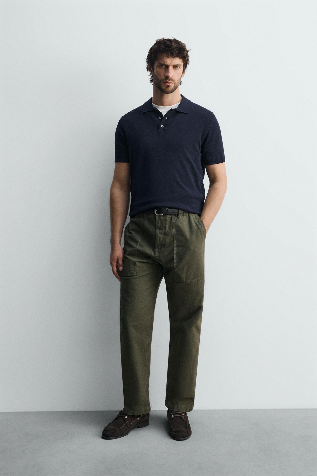 VISCOSE BLEND KNITTED POLO SHIRT - Image 1
