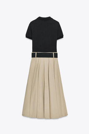BELTED COMBINATION DRESS