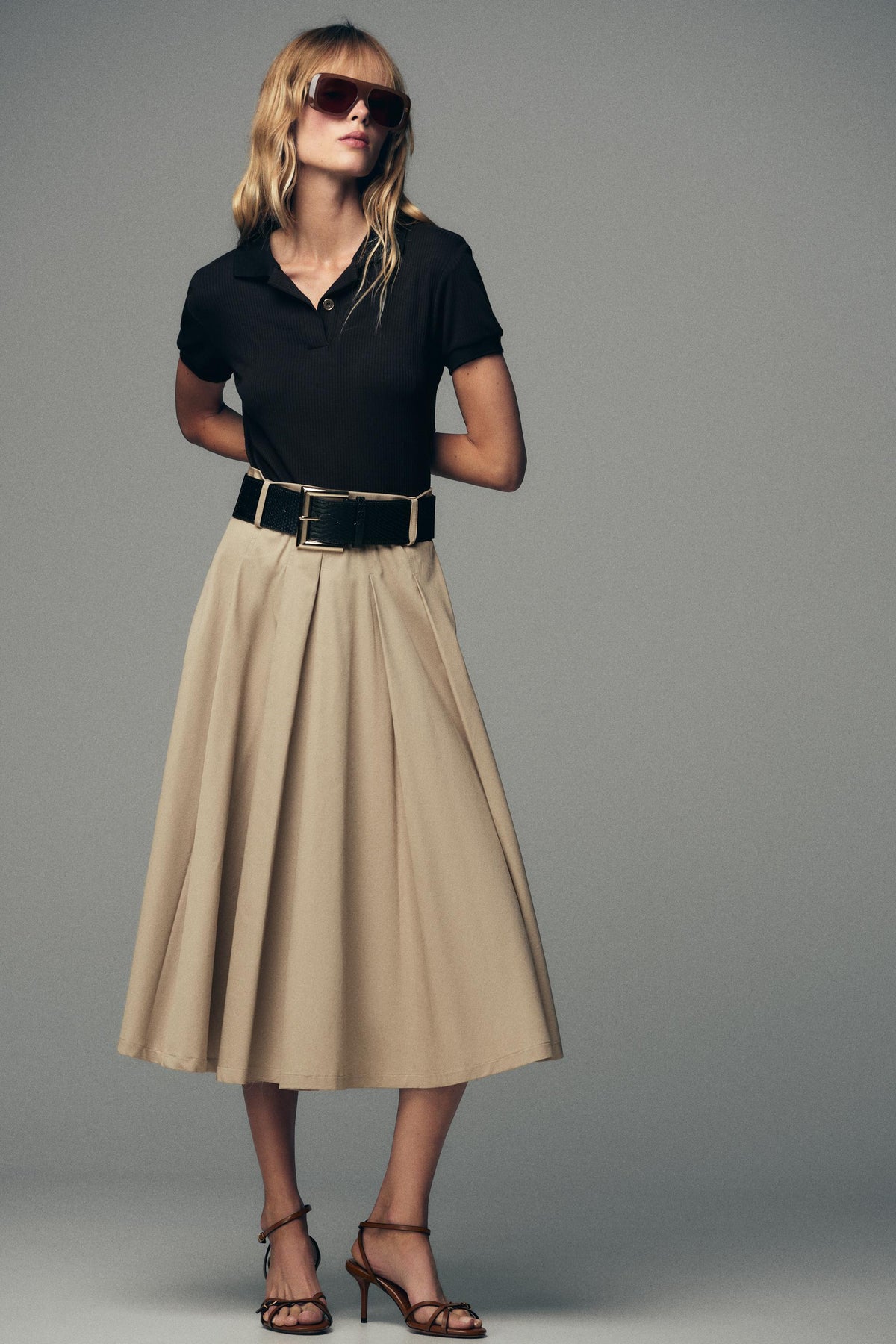 BELTED COMBINATION DRESS