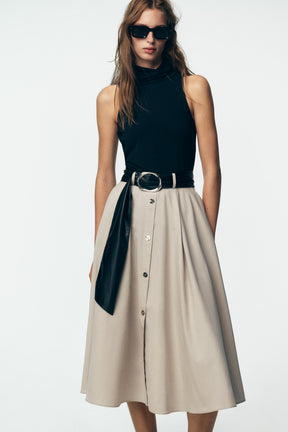 BELTED COMBINATION DRESS