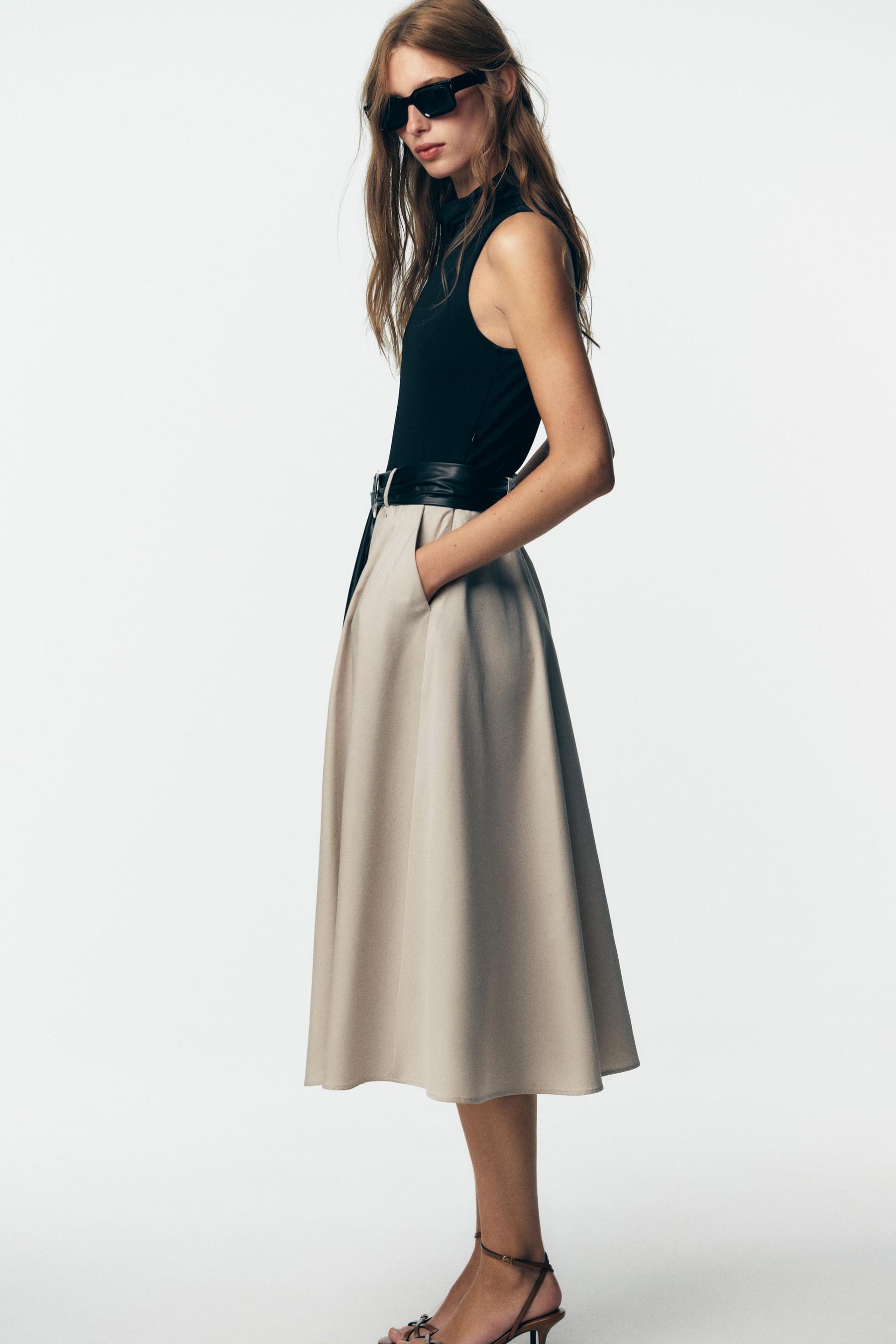 BELTED COMBINATION DRESS