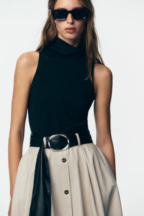 BELTED COMBINATION DRESS