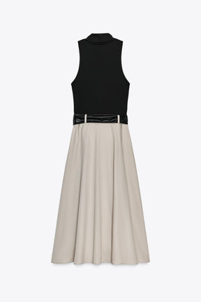 BELTED COMBINATION DRESS