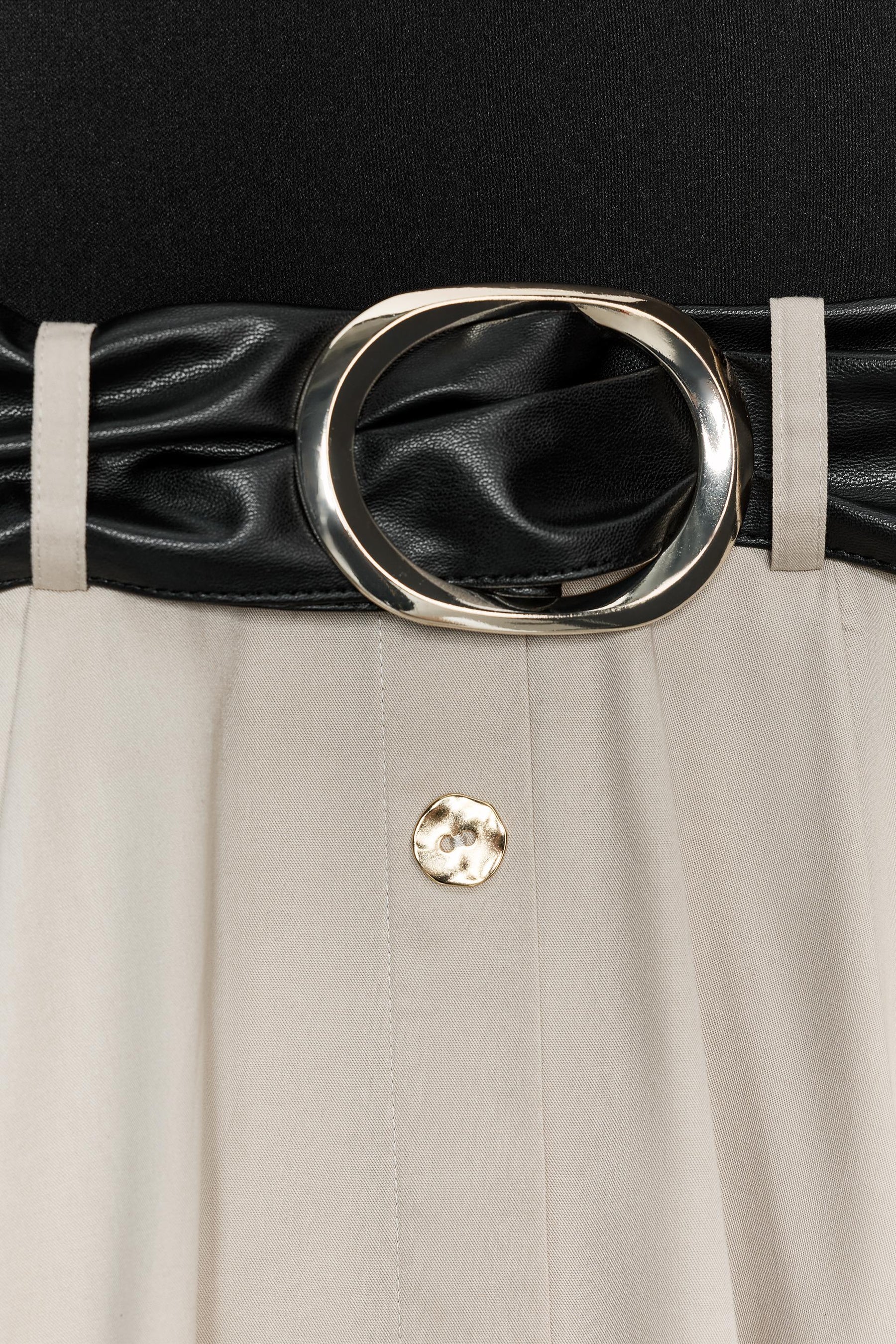 BELTED COMBINATION DRESS