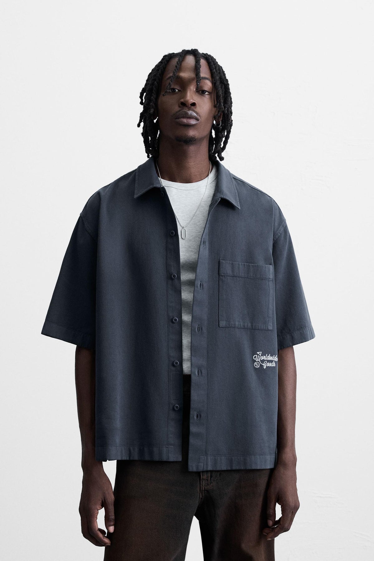 EMBROIDERED TEXTURED OVERSHIRT - Image 2